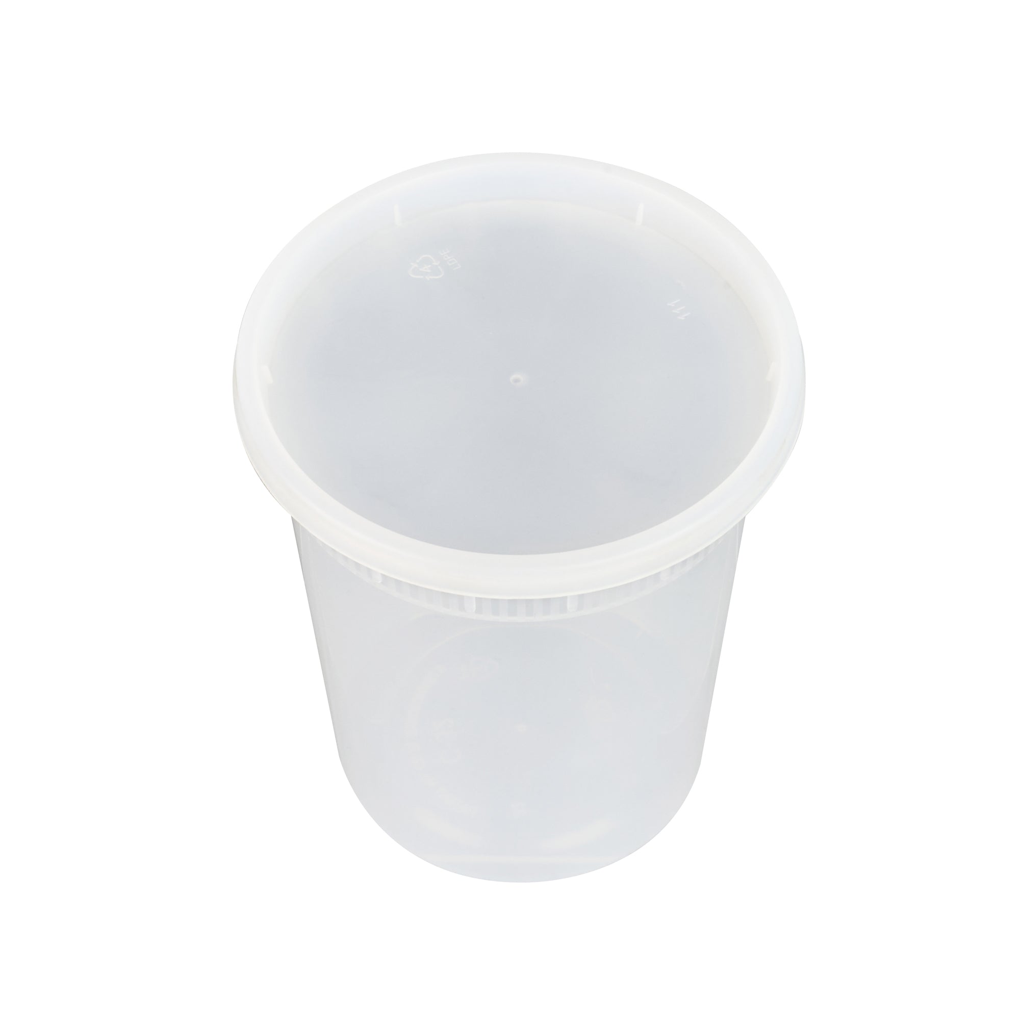 ภาชนะซุปพลาสติกใสทรงกลม Asporto 32 oz พร้อมฝา - ใช้ไมโครเวฟได้ - 100 ชิ้น